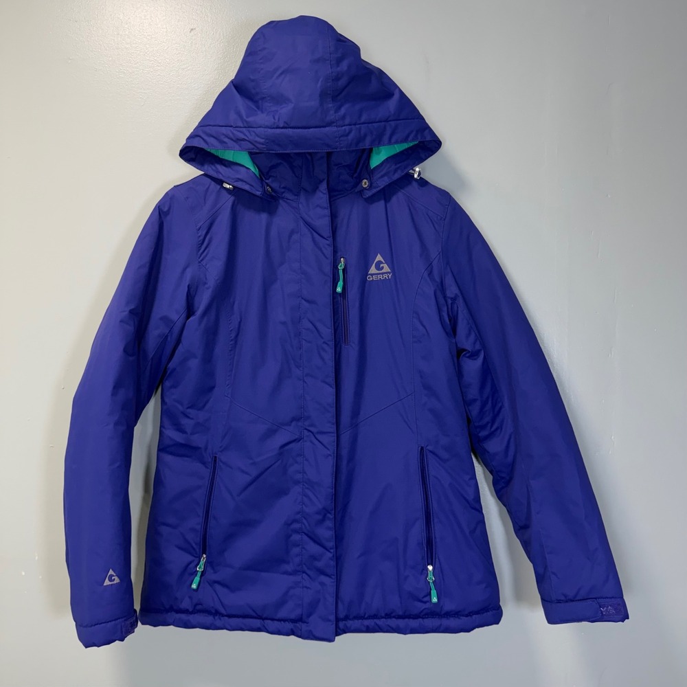 Gerry Womens Purple Hooded Puffer Jacket Ski Winter Coat EG9210 Size M